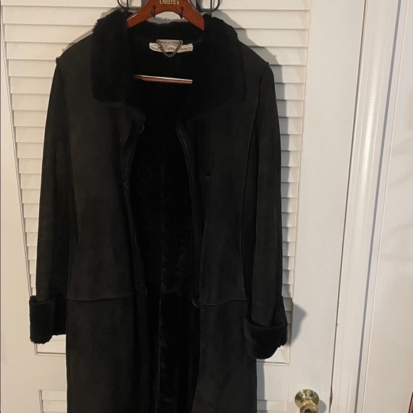 Luxurious Alixaudre Black Shearling Suede 3 Button Deep Pocket Zip Sleeves - Picture 1 of 17